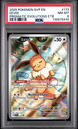 2025 POKEMON SVP EN-SV BLACK STAR PROMO #173 EEVEE PSA 8 - Image 1