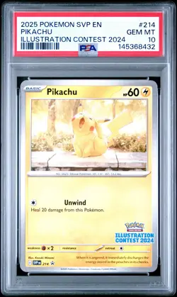 2025 POKEMON SVP EN-SV BLACK STAR PROMO ILLUSTRATION CONTEST 2024 PIKACHU PSA 10 - Image 1