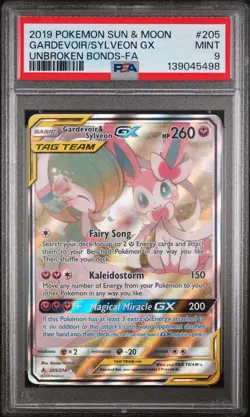2019 POKEMON SUN & MOON UNBROKEN BONDS FULL ART/GARDEVOIR & SYLVEON GX PSA 9 - Image 1