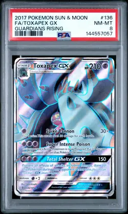 2017 POKEMON SUN & MOON GUARDIANS RISING #136 FULL ART/TOXAPEX GX PSA 8 - Image 1
