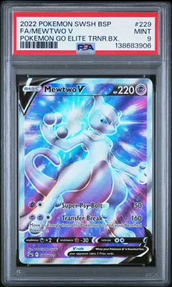 2022 POKEMON SWSH BLACK STAR PROMO #229 FULL ART/MEWTWO V PSA 9 - Image 1