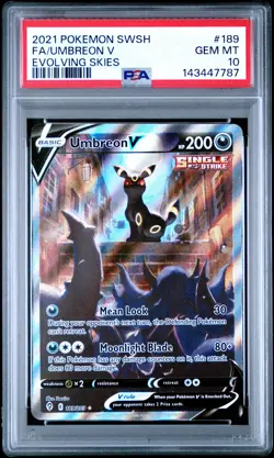 2021 POKEMON SWORD & SHIELD EVOLVING SKIES #189 FULL ART/UMBREON V PSA 10 - Image 1