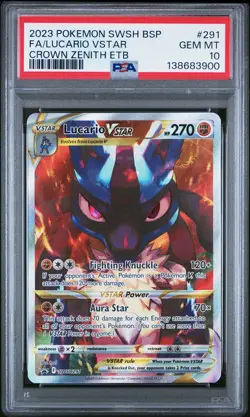2023 POKEMON SWSH BLACK STAR PROMO #291 FULL ART/LUCARIO VSTAR PSA 10 - Image 1