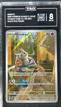 2024 Pokemon Paldean Fates ** MIMIKYU ** 075 ETB Promo Black Star 💎TAG 8💎 - Image 1