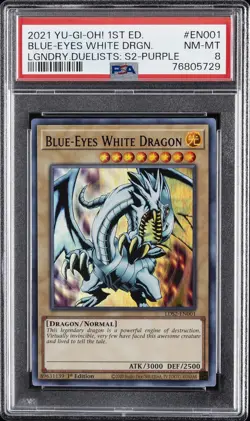 2021 YU-GI-OH! LEGEND DUELISTS: SEASON 2 #EN001 BLUE-EYES WHITE DRAGON PSA 8 - Image 1