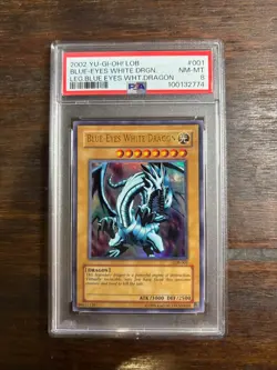 2002 YuGiOh Blue-Eyes White Dragon LOB-001 Ultra Rare Unlimited PSA 8 NM-MT - Image 1