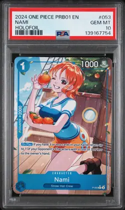 2024 One Piece PRB01 Nami PROMO HOLOFOIL P-053 PSA 10 - Image 1