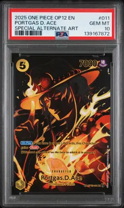 2025 One Piece OP12 Portgas D. Ace Special Alt Art SP ST13-011 PSA 10 - Image 1