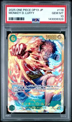 2025 ONE PIECE JPN OP13-CARRYING ON HIS WILL #118 MONKEY D. LUFFY PSA 10 - Image 1
