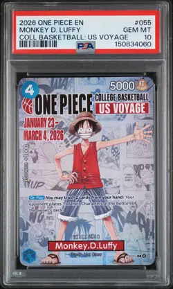 2026 ONE PIECE PROMOS COLLEGE BASKETBALL : US VOYAGE MONKEY D. LUFFY PSA 10 - Image 1