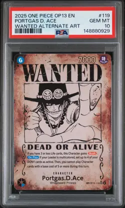 2025 ONE PIECE OP13-CARRYING ON HIS WILL #119 PORTGAS D. ACE PSA 10 - Image 1