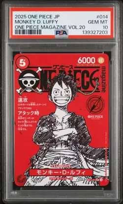 2025 ONE PIECE JPN PROMOS ONE PIECE MAGAZINE VOL.20 #014 MONKEY D. LUFFY PSA 10 - Image 1