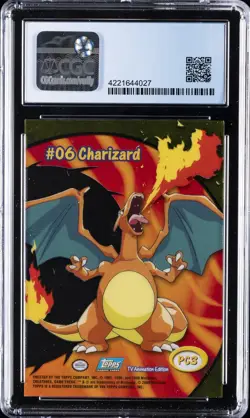 2000 TOPPS POKEMON TV ANIMATION CLEAR CARDS #PC3 CHARIZARD CGC 8.5 - Image 2