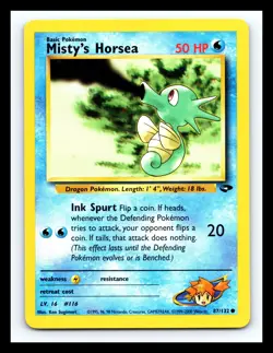 💥 Misty's Horsea # 87/132 Pokemon 2000 Gym Challenge Vintage Card WOTC - Image 1