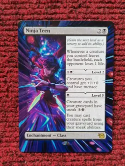 Ninja Teen MTG Teenage Mutant Ninja Turtles Hand Painted Borderless Altered Art - Image 1