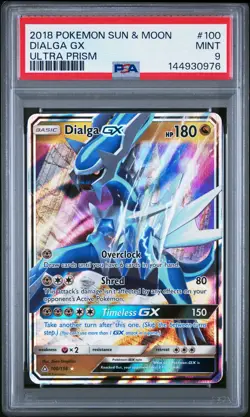 2018 POKEMON SUN & MOON ULTRA PRISM #100 DIALGA GX PSA 9 - Image 1