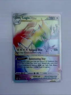 Lugia VSTAR 202/195 Rare Rainbow Silver Tempest Pokemon Card NM - Image 1