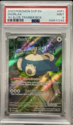 2023 POKEMON SVP EN-SV BLACK STAR PROMO 151 ELITE TRAINER BOX #051 SNORLAX PSA 9 - Image 1