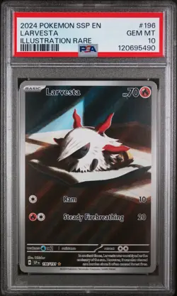 Larvesta 196/191 Illustration Rare Ssp En Surging Sparks Pokemon PSA 10 *490 - Image 1