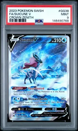 2023 POKEMON SWORD & SHIELD CROWN ZENITH #GG38 FULL ART/SUICUNE V PSA 9 - Image 1