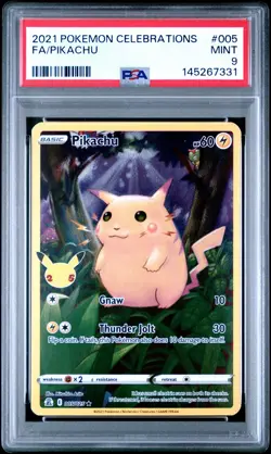 2021 POKEMON CELEBRATIONS #005 FULL ART/PIKACHU PSA 9 - Image 1