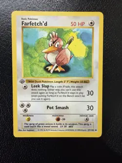 Pokemon TCG Farfetch'd Base Set (Shadowless) 27/102 1st Edition 1999 LP/NM - Image 1