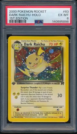 2000 Pokemon Rocket 83 Dark Raichu Holo 1st Edition PSA 6 EX-MT - 140895886 - Image 1