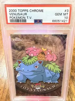 2000 Topps Chome VENUSAUR # 3 PSA - 10 POKEMON TV POP 189 - Image 1
