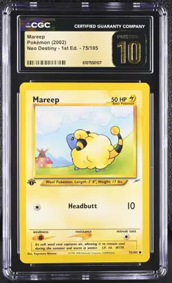 CGC PRISTINE 10 Pokemon Mareep 75/105 2002 Neo Destiny 1st Edition - Image 1
