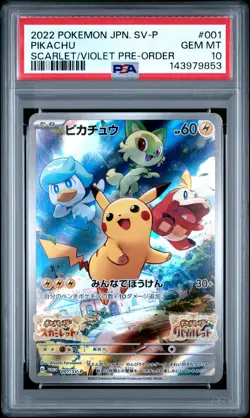 2022 POKEMON JAPANESE SV PROMO SCARLET & VIOLET PRE-ORDER #001 PIKACHU PSA 10 - Image 1