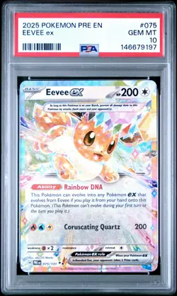 2025 POKEMON PRE EN-PRISMATIC EVOLUTIONS #075 EEVEE EX PSA 10 - Image 1