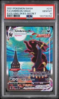 2021 POKEMON SWORD & SHIELD EVOLVING SKIES SECRET FULL ART/UMBREON VMAX PSA 10 - Image 1