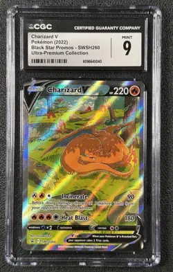 CHARIZARD V CGC 9 2022 POKEMON SWSH BSP #SWSH260 ULTRA PREMIUM COLL 040 - Image 1