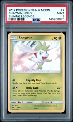 2017 POKEMON SUN & MOON SHINING LEGENDS #7 SHAYMIN-HOLO PSA 9 - Image 1