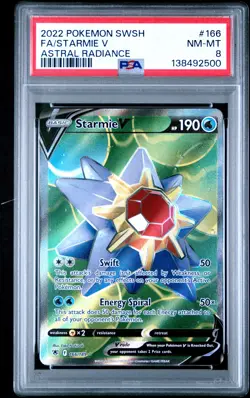 2022 POKEMON SWORD & SHIELD ASTRAL RADIANCE #166 FULL ART/STARMIE V PSA 8 - Image 1
