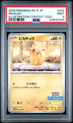 2025 POKEMON JAPANESE SV-P PROMO ILLUSTRATION CONTEST 2024 #242 PIKACHU PSA 9 - Image 1