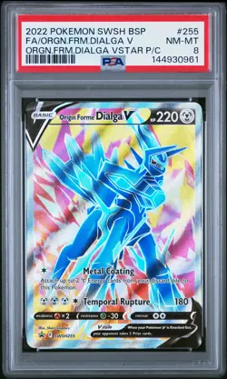 2022 POKEMON SWSH BLACK STAR PROMO #255 FULL ART/ORIGIN FORME DIALGA V PSA 8 - Image 1