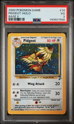 2000 POKEMON BASE SET 2 #14 PIDGEOT-HOLO PSA 3 - Image 1