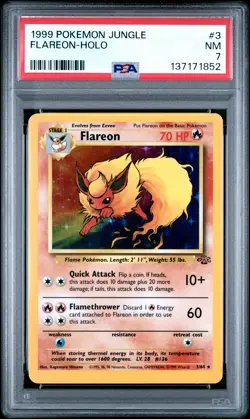 1999 POKEMON JUNGLE #3 FLAREON-HOLO PSA 7 - Image 1
