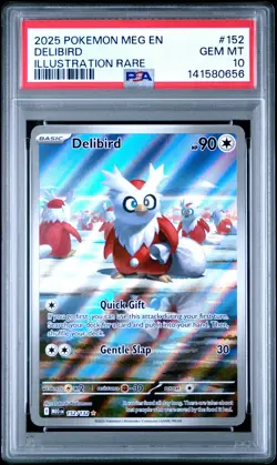 2025 POKEMON MEG EN-MEGA EVOLUTION ILLUSTRATION RARE #152 DELIBIRD PSA 10 - Image 1