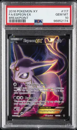 2016 POKEMON XY BREAKPOINT #117 FULL ART/ESPEON EX PSA 10 - Image 1