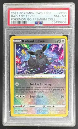 9909 Radiant Eevee 2022 Pokemon Sword & Shield BSP #SWSH230 Premium PSA 8 - Image 1