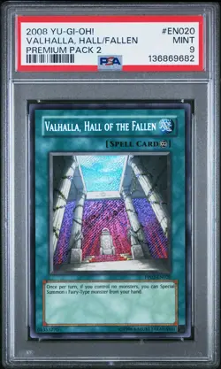 2008 YU-GI-OH! PREMIUM PACK 2 #EN020 VALHALLA, HALL OF THE FALLEN PSA 9 - Image 1