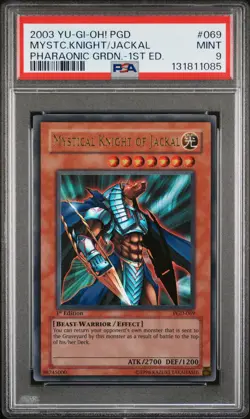 2003 YU-GI-OH! PGD-PHARAONIC GUARDIAN 1ST ED MYSTICAL KNIGHT OF JACKAL PSA 9 - Image 1