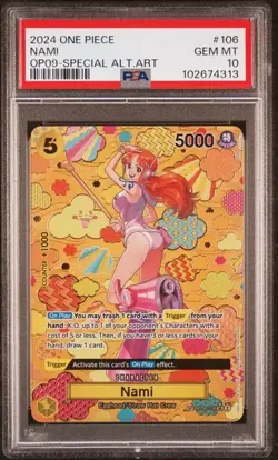 Nami 2024 One Piece Op09-Emperors In The New World #106 Special Alt Art PSA 10 - Image 1