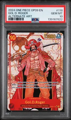 2024 One Piece Gol D. Roger Alternate Art SEC OP09-118 PSA 10 - Image 1
