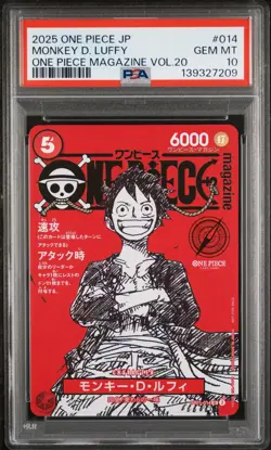 2025 ONE PIECE JPN PROMOS ONE PIECE MAGAZINE VOL.20 #014 MONKEY D. LUFFY PSA 10 - Image 1