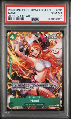 2026 ONE PIECE OP14-EB04-THE AZURE SEA'S SEVEN ALTERNATE ART #031 NAMI PSA 10 - Image 1