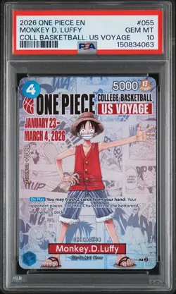 2026 ONE PIECE PROMOS COLLEGE BASKETBALL : US VOYAGE MONKEY D. LUFFY PSA 10 - Image 1