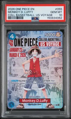 2026 ONE PIECE PROMOS COLLEGE BASKETBALL: US VOYAGE MONKEY D. LUFFY PSA 10 - Image 1